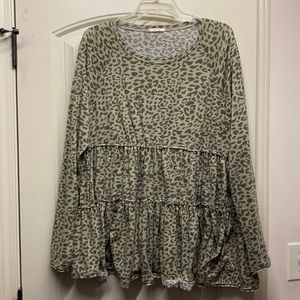 Long sleeve cheetah print tunic